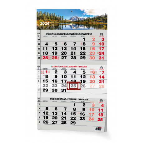 BNC7-24 Nástěnný kalendář - Tříměsíční - A3 (s mezinárodními svátky) - černý - Příroda           -1