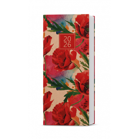 BMB2-1-26 Měsíční diář - Božka - kraft - Máky -  PVC - průhledný obal-1