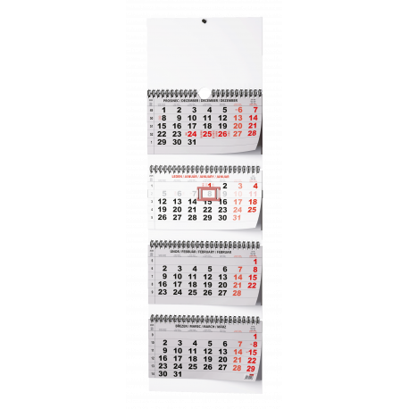 BNC6-26 Nástěnný kalendář - Čtyřměsíční - skládaný (s mezinárodními svátky)                -1