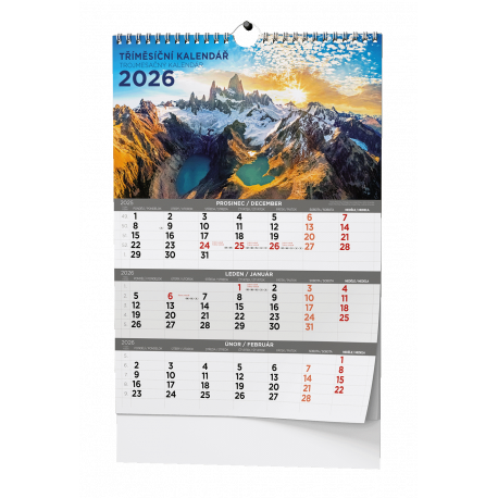 BNC8-26 Nástěnný kalendář - Tříměsíční - A3 - Obrázkový  -1