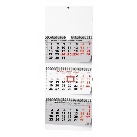 BNC5-26 Nástěnný kalendář - Tříměsíční - skládaný (s mezinárodními svátky)            -1