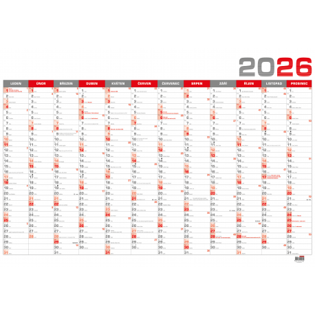 BKA5-26 Nástěnný roční kalendář B1 - červený-1