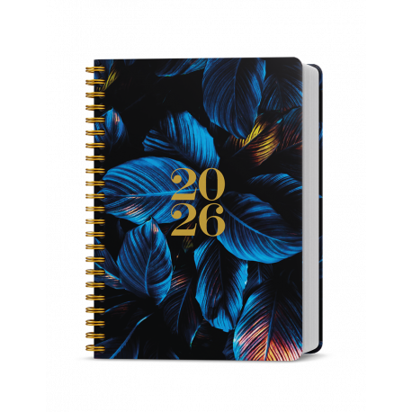 BTO9S-2-26 Týdenní diář - Oskar - Lamino Twin wire - Modré listy -1