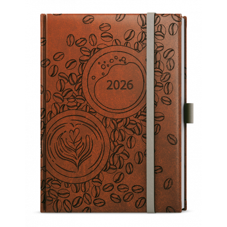 BTP62-7-26 Týdenní diář - Prokop - Vivella extra - B6 - hnědá - Káva-1