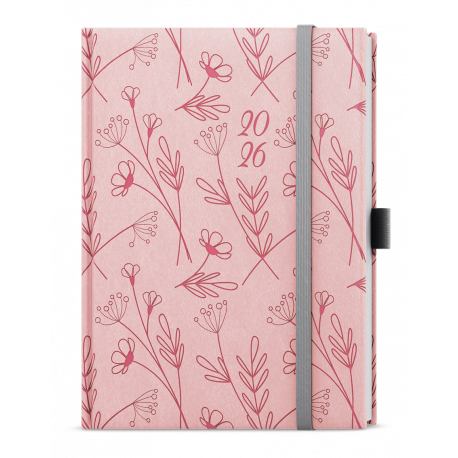 BTP62-20-26 Týdenní diář - Prokop - Vivella extra - B6 - pastelová růžová - Kvítí-1
