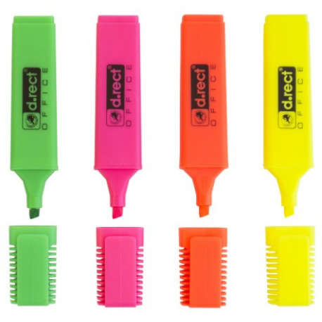 Zvýrazňovače d.rect Office 1127 sada 4 barev