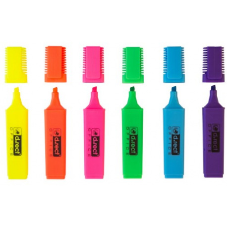 Zvýrazňovače d.rect Office 1127 sada 6 barev