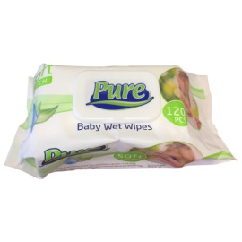Pure Baby dětské vlhčené ubrousky s klipem 120ks